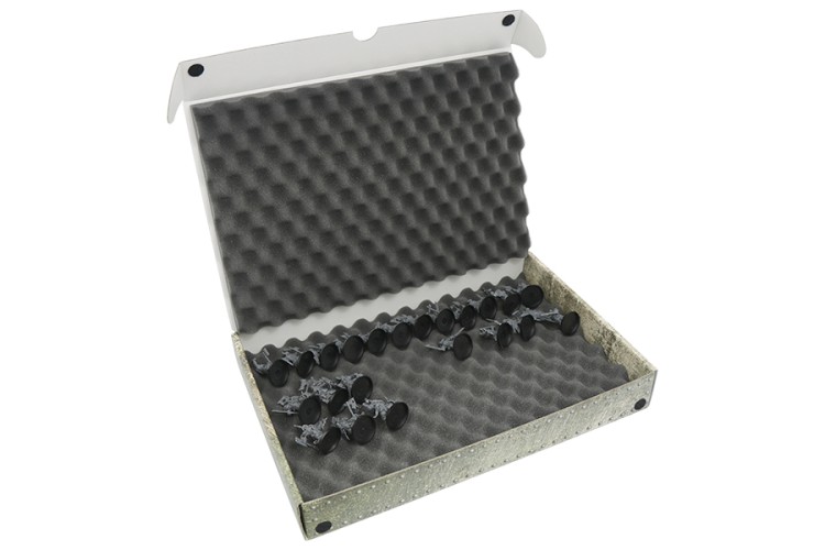 Standard box with convoluted foam trays.