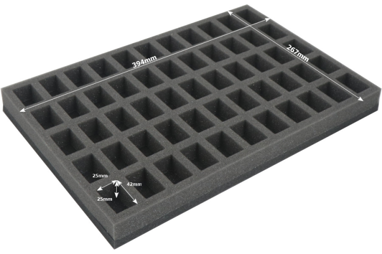 Foam tray for 55 miniatures dimensions.