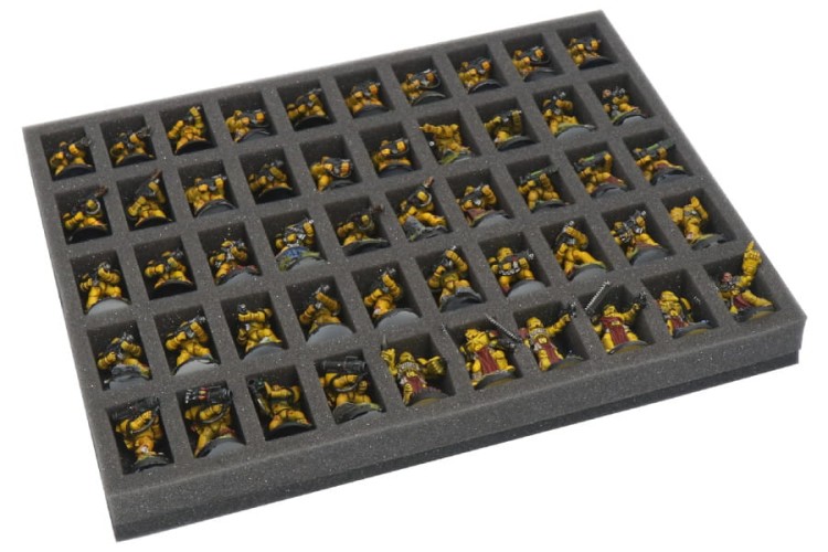 Foam tray for 50 miniatures on 20/25mm bases.