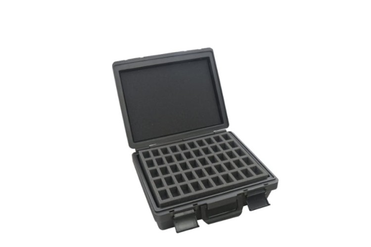 Large plastic miniatures case.  Internal height of the case 125mm.