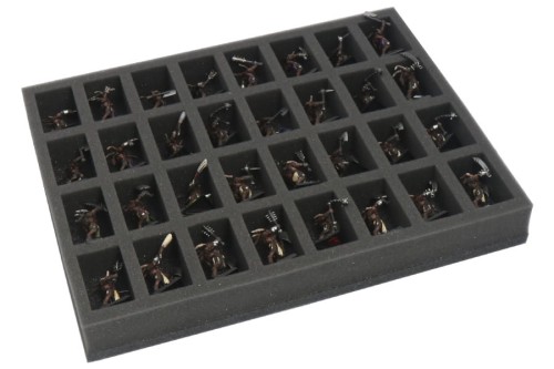 Foam tray for 32 miniatures on 32mm bases.