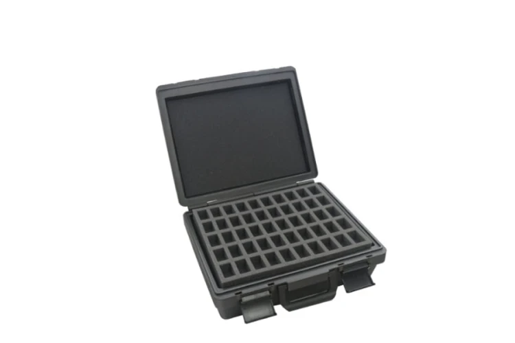 Small plastic miniatures case. Internal height of the case 125mm.