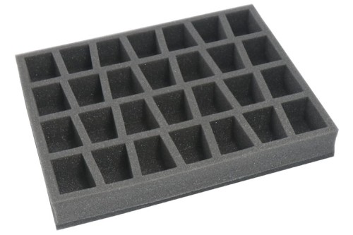 Foam tray for 28 miniatures on 40mm bases.