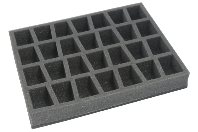 Foam tray for 28 miniatures on 40mm bases.