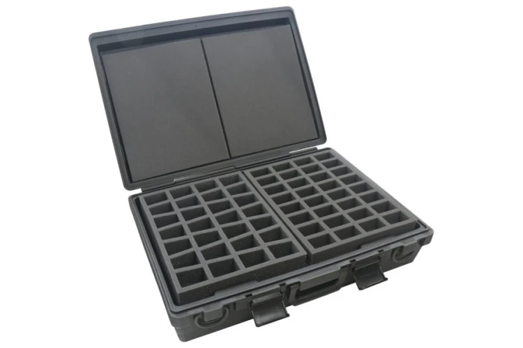 Large plastic miniatures case.  Internal height of the case 125mm.