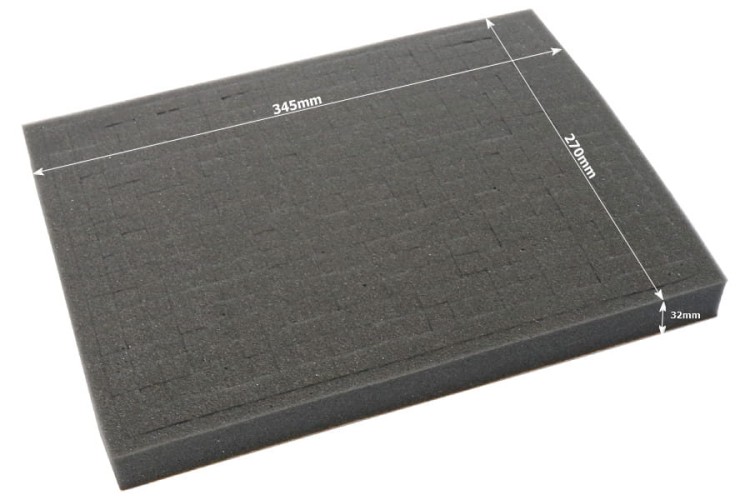 Dimensions of the foam tray.