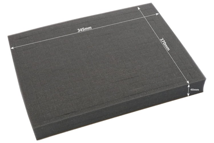 Dimensions of the foam tray.