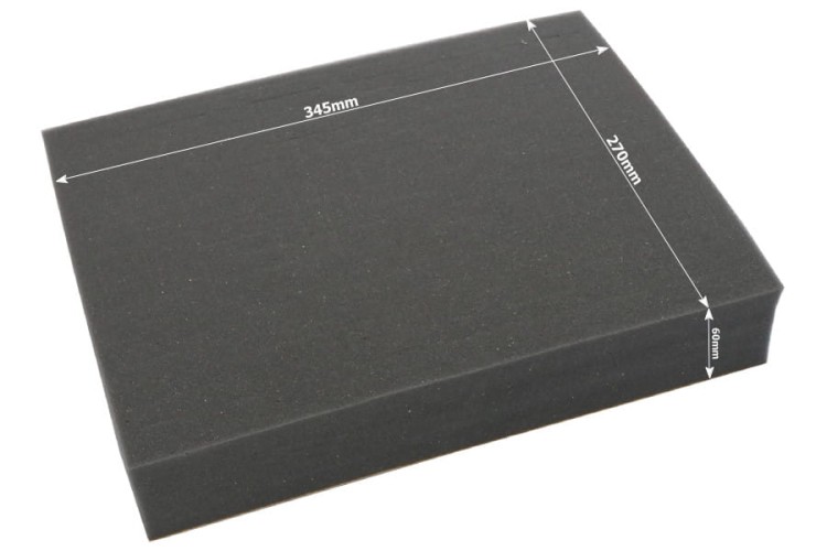 Dimensions of the foam tray.