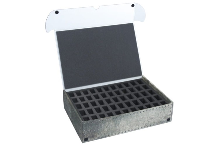 XL Box with upper foam tray for 55 small minis on 25 mm bases