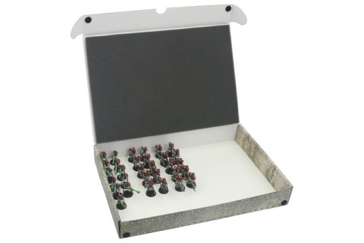 Full-size standard box for magnetically-based miniatures.