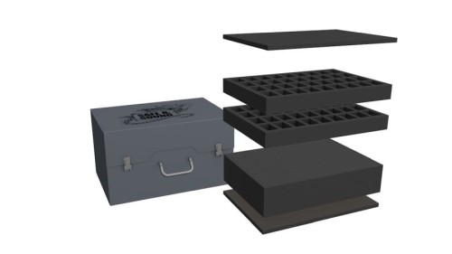 ARMY PACK na 72 modele na podstawkach 32 mm oraz pianką raster 100 mm.