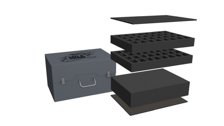 ARMY PACK na 64 modele na podstawkach 40 mm oraz pianką raster 100 mm.