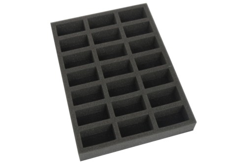 Foam tray for 21 minis stored horizontally.