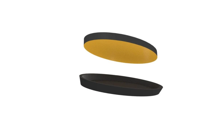 Self-adhesive magnetic foil stickers for magnetizing oval 60mmx35mm bases with concave bottoms.