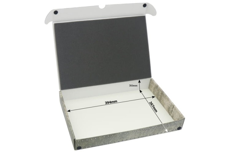 Full-size standard box for magnetically-based miniatures.