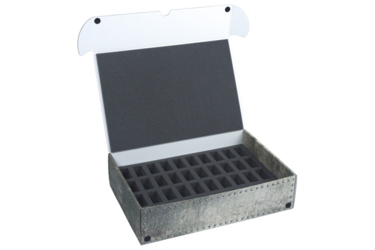 XL Box with lower foam tray for 40 minis on 25 mm bases