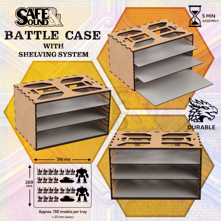 medium battle case wirh shelving system