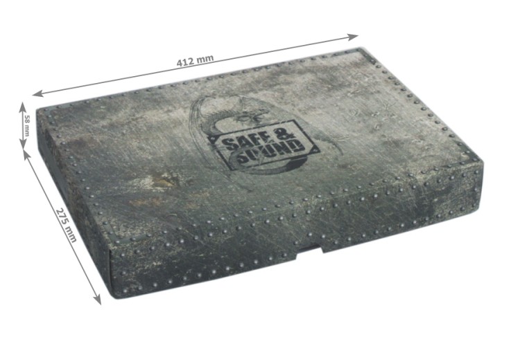 Full-size standard box (empty) - dimensions.