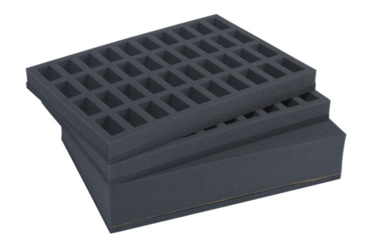 Set of 68 mm raster foam tray and two tray for 40 miniatures on 25 mm bases