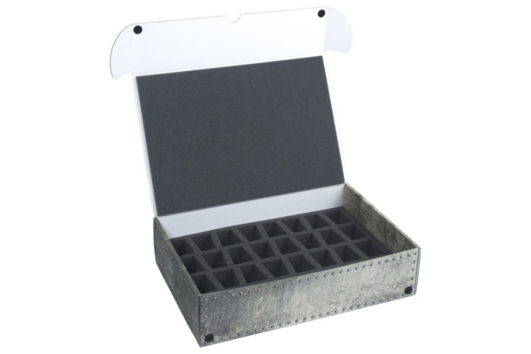 XL Box with lower foam tray for 32 minis on 40 mm bases