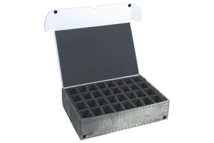 XL Box with upper foam tray for 32 minis on 40 mm bases