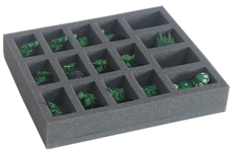 Foam tray with a Blood Bowl team.