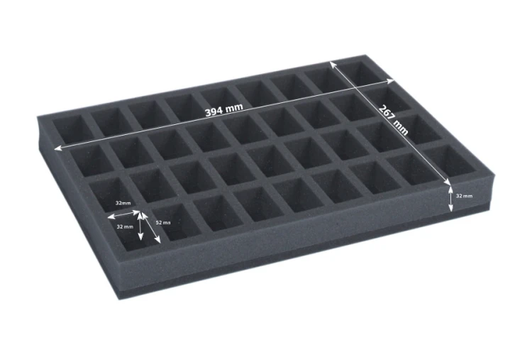 Foam tray dimensions.