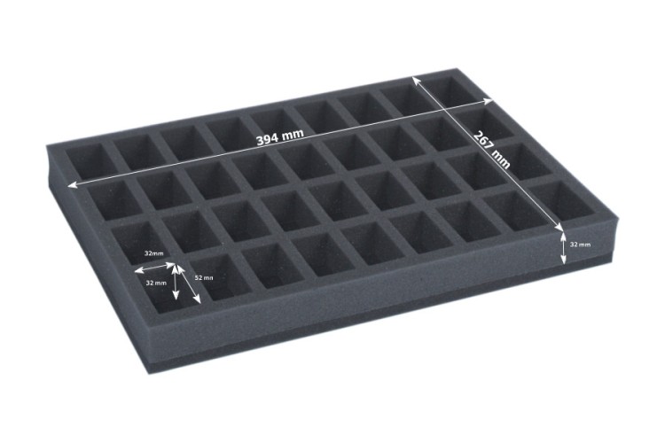 Pianka na 36 modeli na podstawkach 32 mm - wymiary