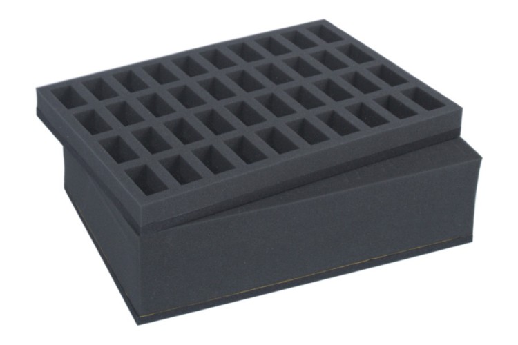 100 mm raster foam tray with second upper foam tray for 40 miniatures on 25 mm bases